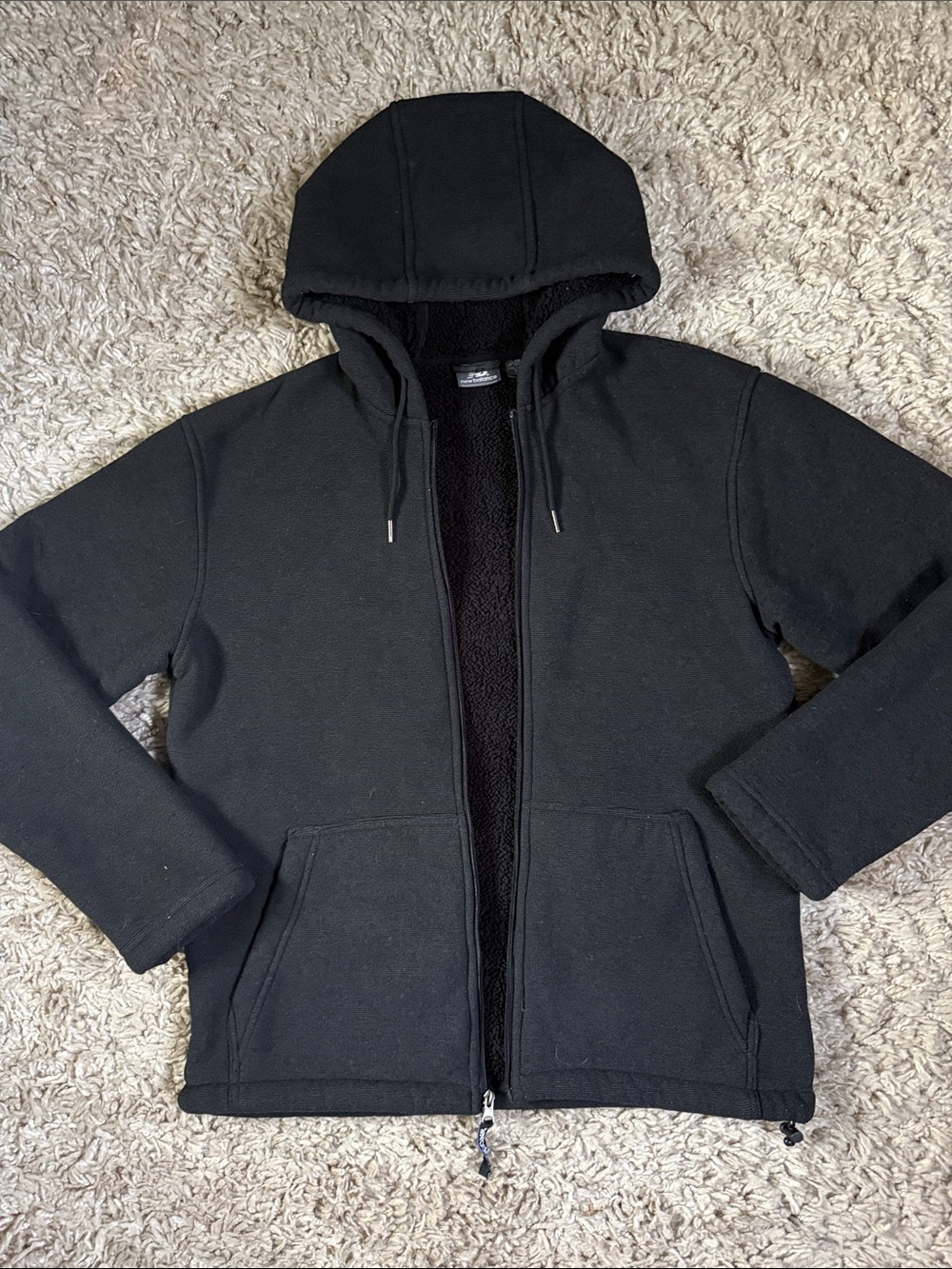 New Balance Men's Sherpa-Lined Full-Zip Hoodie Jacket - Charcoal Black - Size S